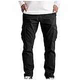 Herren Jogginghose Slim Fit,Herren Cargo Hose Polyester Einfarbige Taschenhose Leichte Loose Fit Freizeithose Lange Regular Fit Hose Moderne Bequeme Outdoorhose M