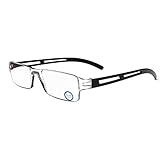 KoKoBin Rahmenlose Lesebrille Sehhilfe mit Blaulichtflilter Anti Blaulicht Lesehilfe für Damen und Herren(Schwarz，+2.0)