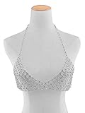 Yiwuhu Körperkette Bikini Frauen Sexy Body Bauchkette Strass Halskette Heißer Bikini Sommer Beach Party Club Casual Schmuck Geschenk Frauen Schmuck (Farbe : Silber)