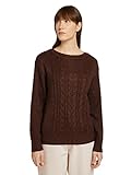 TOM TAILOR Damen 1028990 Structured Pullover, 28388-Earth Brown Melange, XXS