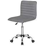 Yaheetech Bürostuhl ohne Armlehne ergonomischer Schreibtischstuhl höhenverstellbarer Drehstuhl 360° drehbar Arbeitsstuhl aus Kunstleder für Arbeitszimmer Home Office C