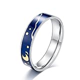 Agobel Edelstahl Ring Herren, Bandring Edelstahl Blau-W Edelstahl Ölgemälde Sternenhimmel Größe 52 (16.6) Frei G