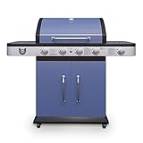 MAXXUS Gasgrill BBQ CHIEF Ocean 4+1 - 4 Edelstahl-Brenner, Seitenbrenner, Gusseisen-Grillrost, 13,3 kW, Deckel mit Thermometer, Warmhalterost, Piezozündung - Grillwagen, BBQ Grill, G