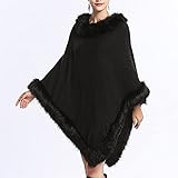 DYXYH Frauen Herbst Winter Plus Größen Dreieck Pullover Schal Gestrickte Poncho Cape Lose Pullover (Color : Black, Size : One Size)