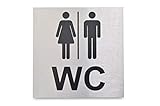 WC Schild - Aluminium eloxiert & gebürstet - Schick & edel 12x12cm Starke Klebefläche auf Rückseite - Toilettenschild - Herrentoilette - Damentoilette - Türschild Toilette - Herren WC - Damen WC (5)