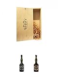 1a Whisky Holzbox für 2 Flaschen mit Schiebedeckel + Papidoux Calvados V.S.O.P. Frankreich 0,7 Liter + Papidoux Calvados XO Frankreich 0,7 L