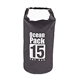 Yowablo PVC wasserdichter Packsack Sack Ocean Pack Schwimmboot Kajak Camping 15L (15L,Schwarz)