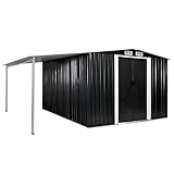 Susany Gerätehaus mit Schiebetüren & 4 Lüftungsklappen Geräteschuppen Gartenhaus Schuppen Gartenhaus Gartenmöbeln Anthrazit 386×312×178 cm S