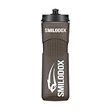 SMILODOX Unisex Trinkflasche Schwarz 0,6 Liter für Sport, Fitness, Gym und Training die Wasserflasche für Unterwegs, Color:Schw