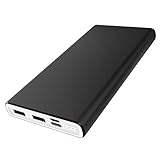 TOOSPON Powerbank 10000mAh mit Modischem und Einzigartigem Design, Schnellladefunktion für Handy, Tabletts, Bluetooth-Kopfhörer, Lautsprecher und mehr (10000mAh Schwarz)