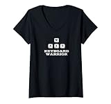 Damen Keyboard Warrior Gamer Zocker zocken gaming Damen & Herren T-Shirt mit V