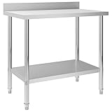 vidaXL Küche Arbeitstisch mit Aufkantung Verstellbare Füße Gastronomie Gastro Edelstahltisch Küchentisch Zerlegetisch Tisch 100x60x93cm E