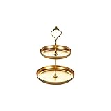 Bcvnsfmsrt obstschale Abnehmbarer Fruchtständer 2-Schicht-Gebäck-Tasse-Kuchen-Obstplatten-Dessert-Stand-Party (Color : Gold)