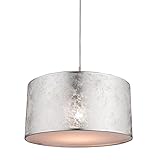 Hängelampe Wohnzimmer Vintage Pendelleuchte Esstisch Modern Grau Hängeleuchte Schlafzimmer Lampenschirm Stoff Silber Pendellampe Esszimmer Flur Rund 40 x 140