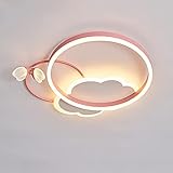 CFKAH Kinder LED Deckenleuchte Kinderzimmer Schlafzimmer Runden Deckenlampe Decke Licht Beleuchtung Innen Wohnzimmer Büro Lampenschirm Schlafzimmerlampe Rosa Wolken,Dimming,42CM