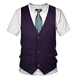 FrüHling Und Sommer Herren Kurzarm T-Shirt Herren T-Shirt GefäLschter Anzug Fliege Personalisierter Druck Rundhals T-S