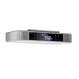 auna KR-140 - Küchenradio, Unterbau Radio, UKW-PLL-Radiotuner, 4.1 Bluetooth, 40 Senderspeicherplätze, LED-Arbeitsflächen-Beleuchtung, wasserabweisendes Touch-Display, Dual-Alarm, Silb