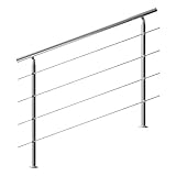 Monzana Treppengeländer Edelstahl Pflegeleicht 150cm mit 4 Querstreben Innen und Außen Handlauf Geländer Brüstung Balk