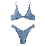 AIMEIMEI Bikini Damen Push Up Bikinioberteil Bustier Sommer Bademode sexy Badeanzug Badebekleidung Sommer Einfarbig Strandkleidung Damen Zweiteiler Bikini Set Sommer Sport Monok