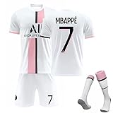 Fußballuniform for Kinder Männer Nummer 7 Weißes Trikot Hause in Paris Heim- Und Auswärts Fußball Trikots Fans Jersey Kinder T-Shirt Shorts Club Team Fußball Uniform Mit Fußballsocke,L