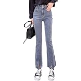 Jubaton Micro Schlaghose Hohe Taille Schlank Stretch Neun Hosen Gerades Bein Sexy Damen Jeans Hüftheben Bequem Mode Lässig 26