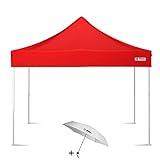 BRIMO Faltpavillon + Freier Regenschirm (3x3m, Rot)