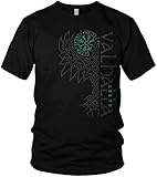 North - Valhalla Rabe - Vegvisir - Wikinger Walhalla nordischer Kompass - Vikings Raven - Herren T-Shirt Geschenk für Männer, Größe:5XL, Farbe:Schwarz/