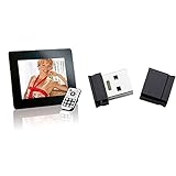 Intenso Mediadirector Digitaler Bilderrahmen (20,3cm (8 Zoll) Display, SD Kartenslot, Video-Function, Fernbedienung) schwarz & Micro Line 32 GB USB-Stick USB 2.0 schw