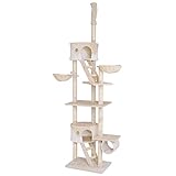 lionto by dibea Kratzbaum XXL Kletterbaum Katzenkratzbaum Katzenbaum höhenverstellbar Farbe beige/weiß