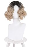 Hinevey Loki Sylvie Cosplay Golden Schwarz Lockig Perücke Halloween Kostüm Prop