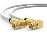 3m Satkabel 135 dB F Winkelstecker 90° F-Stecker Vergoldet Digital Koaxial Sat Kabel HD 3D 4K 75 Ohm Class A+ (3m, Weiß - 2X 90°)