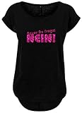 BlingelingShirts Damen Fun Shirt witzige Sprüche Bevor Du fragst Nein Aufdruck Glitzeraufdruck pink, schwarz, Gr. L E