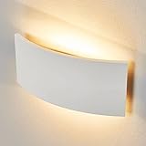 Lindby Gips Wandlampe weiß, bemalbar, indirektes Licht Uplight & Downlight, Wandleuchte Gips 2 flammig für Wohnzimmer, Esszimmer, Küche, Flur, Gipsleuchte Wand innen, IP20