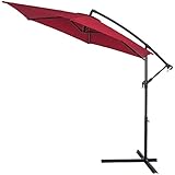 Kingsleeve Sonnenschirm rot 300 cm Groß Knickbar Wasserabweisend Kurbel Ampelschirm Garten Terrasse Balkon G