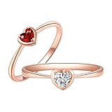 ANAZOZ 18K Rosegold Damen Ring 750, Trauringe Rosegold Herzförmig Solitärring Hochzeitsring Verlobungsring Eheringe Moissanitring Größe 60 (19.1) Echtschmuck