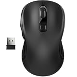 TedGem Kabellose Maus, Funkmaus 2.4G USB Wireless Maus, Tragbar Laptop Drahtlose Maus mit 6 Tasten, 3 Einstellbare DPI 1600/1200/800 für Laptop & PC, Microsoft & macOS(Schwarz)