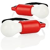 com-four® 2X LED Hängelampe mit Zugschalter, kabellose Hängeleuchte, batteriebetriebene Glühbirne mit Schnurschalter, für Camping, Festivals, Schränke, Keller und Outdoor (02 Stück - Schnur - rot)