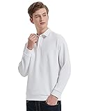 MakingDa Herren-Poloshirt, langärmlig, kontrastierende Farben, Golf, Tennis, Poloshirts, weiß, 56