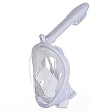 AWJ Vollgesichts-Silikon-Schnorchelmaske für Herren und Damen, 180° wasserdichte und beschlagfreie Schwimmbrille, Dry Top Anti-Durchsickerungs-Wasseratmungssystem (Größe : L)