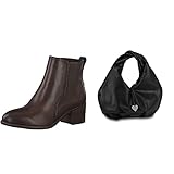 Marco Tozzi Damen 2-2-25330-27 Leder Stiefelette, CAFE ANT. COMB, 42 EU + MARCO TOZZI Damen Handtasche 2-2-61017-27, Black, One S