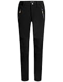 Camii Mia Damen Outdoorhose Softshellhose Wanderhose Wasserdicht Fleece Gefüttert Winterhose Funktionshose (W28 x L30, Schwarz)