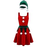 Alvivi Baby Mädchen Weihnachten Kleid Elch Langarm Weihnachten Mesh Tutu Kleid Weihnachtskostüm Party Weihnachtskleidung Rot Kleid 122-128