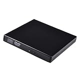 H HILABEE Externe DVD-Laufwerk USB 2.0 Brenner Drive Player für Laptop Desktop PC - Schwarz, 138 * 138 * 18