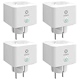 WOOX Smart WLAN Steckdose, Alexa Steckdose, Smart Plug, Fernbedienung, Sprachsteuerung mit Alexa und Google Home, Zeitschaltuhr, Kein Hub notwendig, 4 Stück