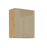 Hängeschrank 60 Eiche Artisan Cappuccino Hochglanz Küchenzeile Küchenblock Kü