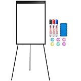 Yaheetech 90X60cm Flipchart Dreibein Staffelei Magnetisch Whiteboard mit Ständer Magnettafel- abwischbar, höhenverstellbar von 120 bis 160