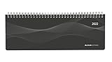 Tisch-Querkalender Profi schwarz 2022 - Büro-Planer 29,7x10,5 cm - Tisch-Kalender - 1 Woche 2 Seiten - Ringbindung - Alpha E