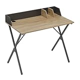 Amazon Brand - Umi Schreibtisch Computertisch Modern Bürotisch PC Tisch Arbeitstisch für Home Office - 90x50x84,5cm, Hell Eiche/Dunkelg