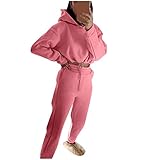 Sonojie Sport Set Damen Zweiteiler Freizeitanzug Trainingsanzug Jogginganzug Sportbekleidung Mit Kapuze Frauen Set Outfit Pullover Und Hose Langarm Kapuzenpullover Sport Hoodie Fitnessanzug für Yog