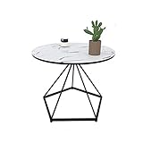 KGDC Beistelltisch Beistelltisch Ecktisch Schmiedeeisen Tee Tisch neben dem Sofa Runder Tisch Top Schlafzimmer Wohnzimmer Beistelltisch Couchtisch Couchtisch Nachttisch (Size : Marble Table top)